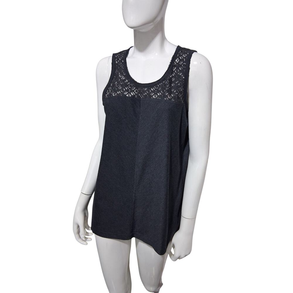 PrAna Women's size Medium Cassi Lace Tank Heather Jersey knit Grungecore‎ Casual